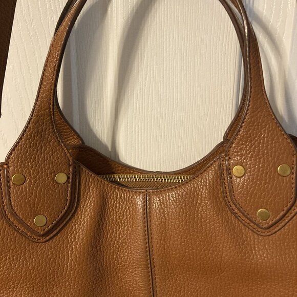 Banana Republic LARGE Bag Gold HardwareBrown Pebbled Leather Tote W/ Laptop Slv - Picture 11 of 15